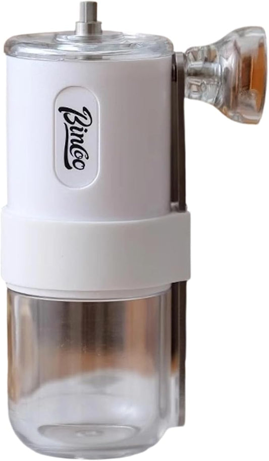 Manual Coffee Grinder, Portable Adjustable Bean Mill Small Hand-Cranked Coffee Grinding Tool for Home Travel (White)