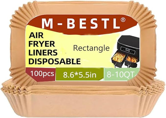 100 Pcs Air Fryer Parchment Paper Liners,8.6X5.5 In Rectangle Air Fryer Liners Disposable for Dual Basket 6-10 QT, DZ201-DZ401-DZ071 Air Fryer Frying,Baking,Roast