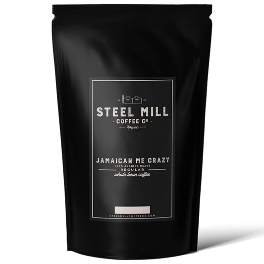Steel Mill Coffee Co. - Jamaican Me Crazy Gourmet Flavored Coffee - Whole Bean - Regular - Medium Roast - 100% Arabica Beans - Vegan - Gluten-Free - Sugar-Free - 2lb Bag