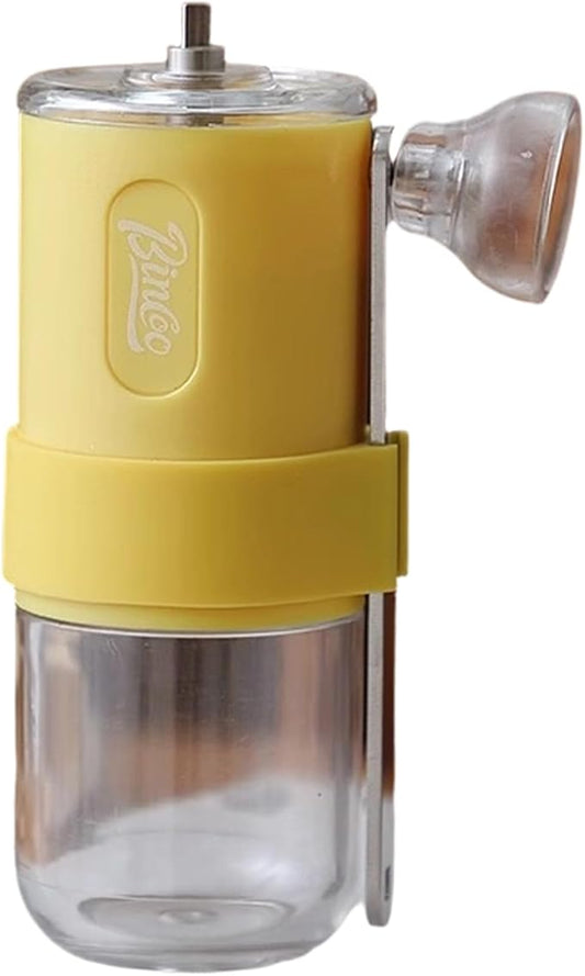 Manual Coffee Grinder, Portable Adjustable Bean Mill Small Hand-Cranked Coffee Grinding Tool for Home Travel (Yellow)