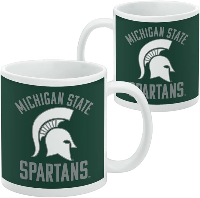 Michigan State Spartans Ceramic Coffee Mug, Novelty Gift Mugs for Coffee, Tea and Hot Drinks, 11oz, White