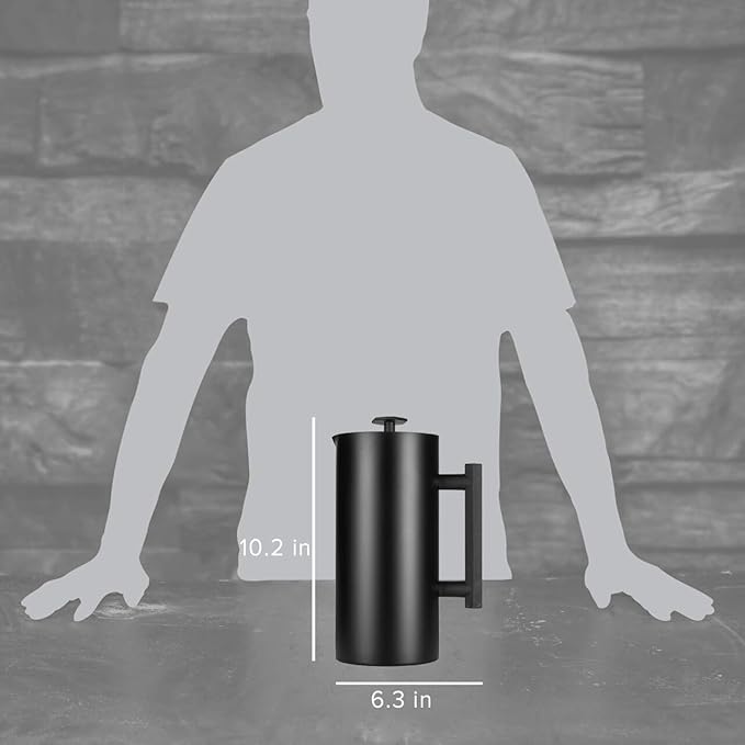 ESPRO P6 32 Ounces French Press Coffee Maker, Double Walled Stainless Steel Insulated, Matte Black