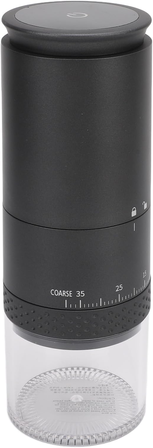 Coffee Bean Grinder, USB Quick Charging Coffee Grounder Removable Chamber for Travel (Black)