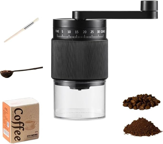 Manual Coffee Grinder, Premium Conical Burr Mill with 18 Adjustable Settings - Portable Hand Crank Bean Grinder for Espresso, French Press, Turkish Coffee, Includes Brush, Scoop & 100 Filters (black)