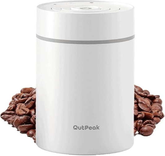 OUTPEAK Neo 2026 Auto Vacuum Coffee Canister, 0.75L Capacity for 8.8oz of Coffee Beans, One-Button Operation, Stainless Steel Coffee Storage Container with Scoop White (Champion's Choice)