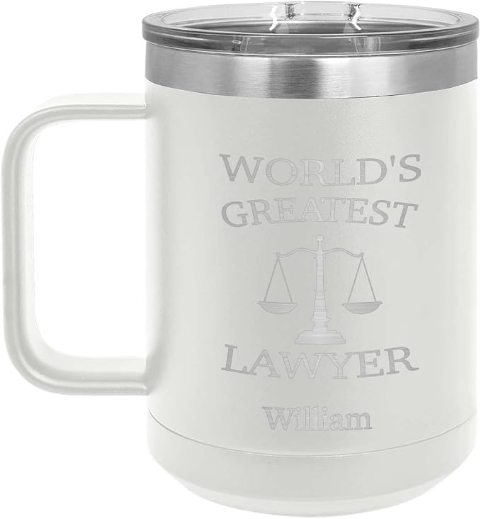 SIZZICO World's Greatest Lawyer Mug - 15oz Stainless Steel - Stylish Coffee Cups for Home and Office - Gift for Boss or Manager - Appriciation or Boss's Day