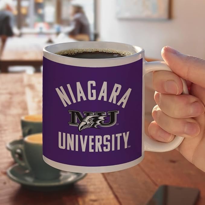 Niagara University Purple Eagles Logo Ceramic Coffee Mug, Novelty Gift Mugs for Coffee, Tea and Hot Drinks, 11oz, White