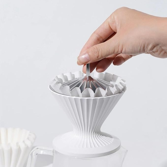 watchget Coffee Filter Presser - Aluminum Alloy Filter Shape Retainer for Basket & V60 Filter Paper, Food-Grade, Rust-Resistant, Coffee Filter Paper Assist Tool for Baristas, Silver