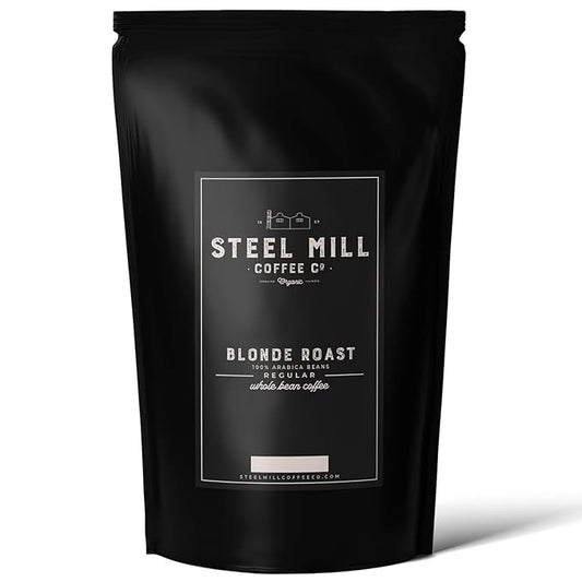 Steel Mill Coffee Co. | Blonde Roast Single-Origin Gourmet Coffee | 2 LB Bag | Whole Bean Light Roast | Blonde Roast Coffee | 100% Arabica Beans | Freshly Roasted