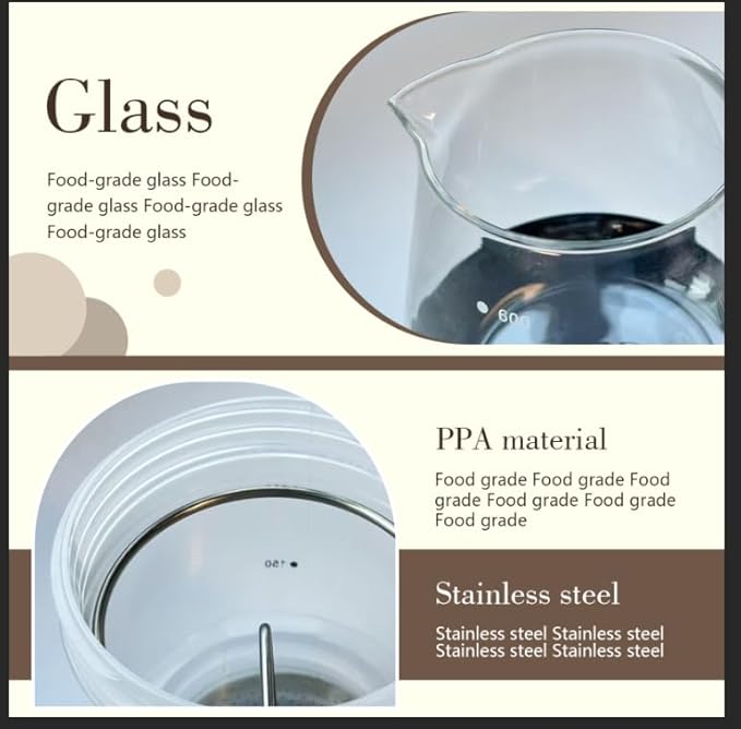 Air Pressure Coffee Maker, Manual Espresso Brewer No Electricity, Portable Handheld Coffee Maker for Home, Office & Travel, 0.3L Glass Pot
