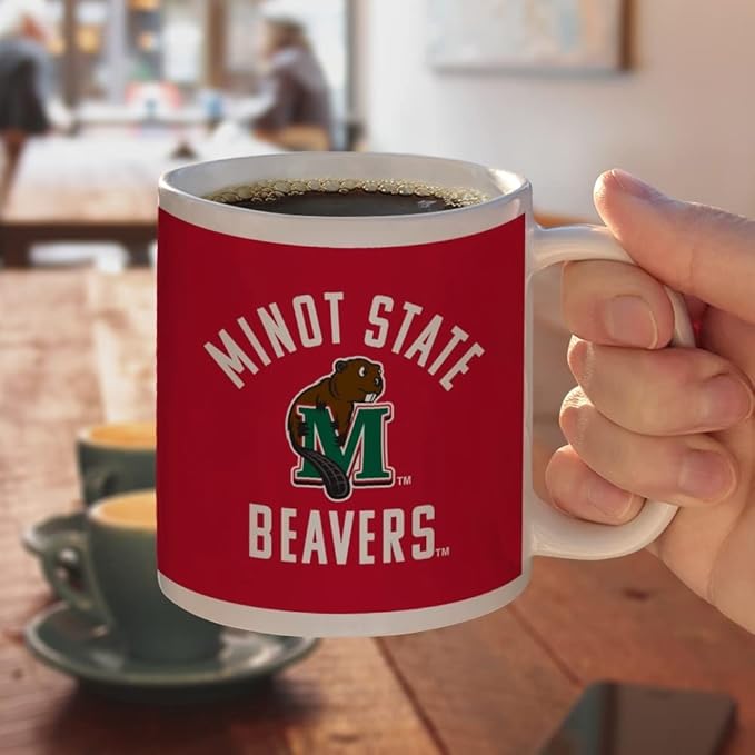 Minot State University Beavers Ceramic Coffee Mug, Novelty Gift Mugs for Coffee, Tea and Hot Drinks, 11oz, White