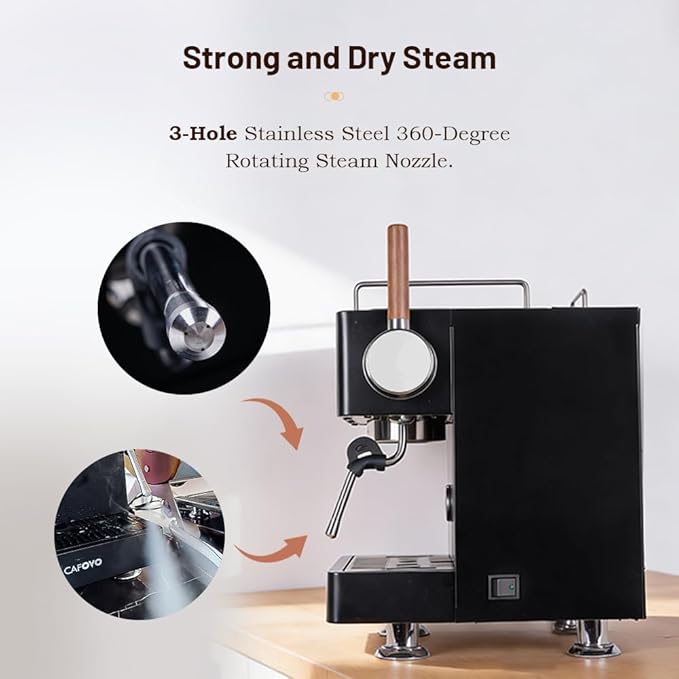 E147 9Bar Semi-automatic Espresso Machine, PID+NTC Temperature Control, Double ULKA Pump Double Boiler, Coffee Machine with OPV for Home Cafe