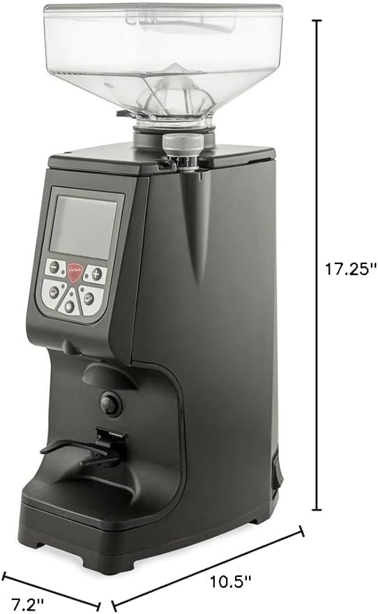 Eureka Atom Commercial Espresso Grinder | 60mm Flat Burrs | Sound Insulation | Programmable Timer Based Dosing | Digital | (Matte Black)