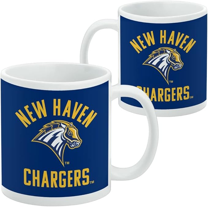 New Haven Charger Ceramic Coffee Mug, Novelty Gift Mugs for Coffee, Tea and Hot Drinks, 11oz, White