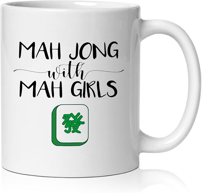 Mahjong Gifts Coffee Mug, Mah Jong Gifts for Women Players Lovers, Mahjong Tiles Accessories Ceramic Coffee Tea Cup Mug 11oz