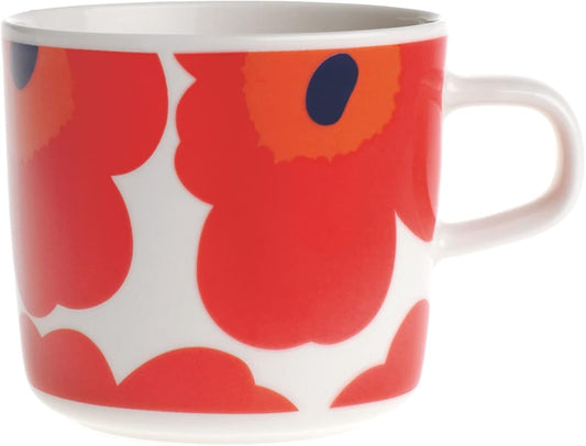 MARIMEKKO Oiva Unikko Stoneware Mug (Red) — Refine Your Kitchen Décor with Our Iconic Stoneware — Stylish Porcelain Coffee Mug for Morning Brews and Cozy Evenings (7oz)