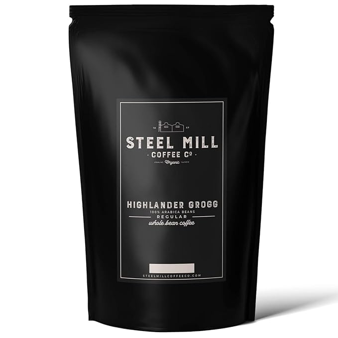 Steel Mill Coffee Co. Highlander Grogg Flavored Coffee – Whole Bean – Medium Roast – 100% Arabica Beans – Vegan – Sugar-Free – Gluten-Free – Gourmet Coffee – 2lb Bag