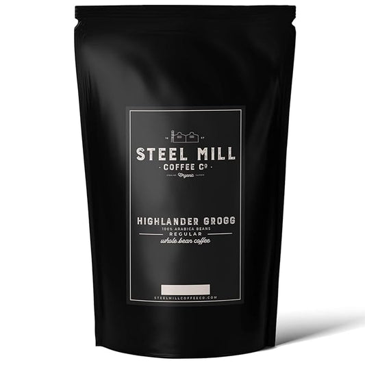 Steel Mill Coffee Co. Highlander Grogg Flavored Coffee – Whole Bean – Medium Roast – 100% Arabica Beans – Vegan – Sugar-Free – Gluten-Free – Gourmet Coffee – 2lb Bag