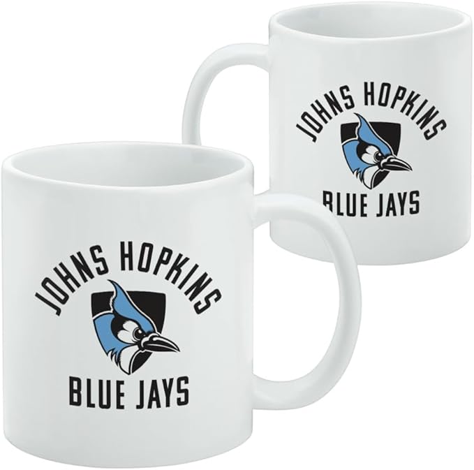 Johns Hopkins University Blue Jays Logo Ceramic Coffee Mug, Novelty Gift Mugs for Coffee, Tea and Hot Drinks, 11oz, White