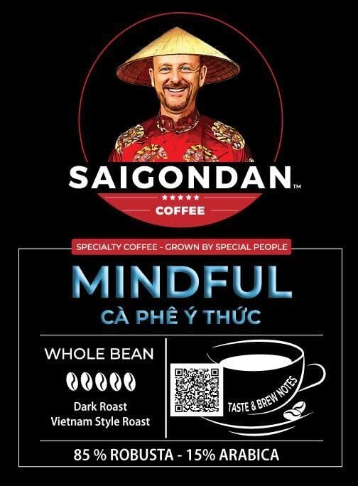 Vietnamese Coffee Beans – Saigondan Mindful Dark Roast Whole Bean – 85% Robusta 15% Arabica – Premium Single Origin, Direct Trade Vietnamese Coffee – 12 oz