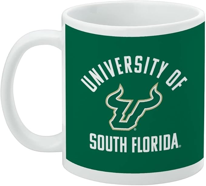 University of South Florida Bulls Logo Ceramic Coffee Mug, Novelty Gift Mugs for Coffee, Tea and Hot Drinks, 11oz, White
