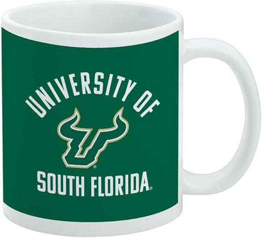 University of South Florida Bulls Logo Ceramic Coffee Mug, Novelty Gift Mugs for Coffee, Tea and Hot Drinks, 11oz, White