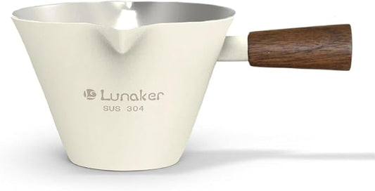 Espresso Cups - 4OZ Espresso Shot Cup with Wooden Handle -Measuring Cup with Double Spouts - Coffee Bar Accessories, White