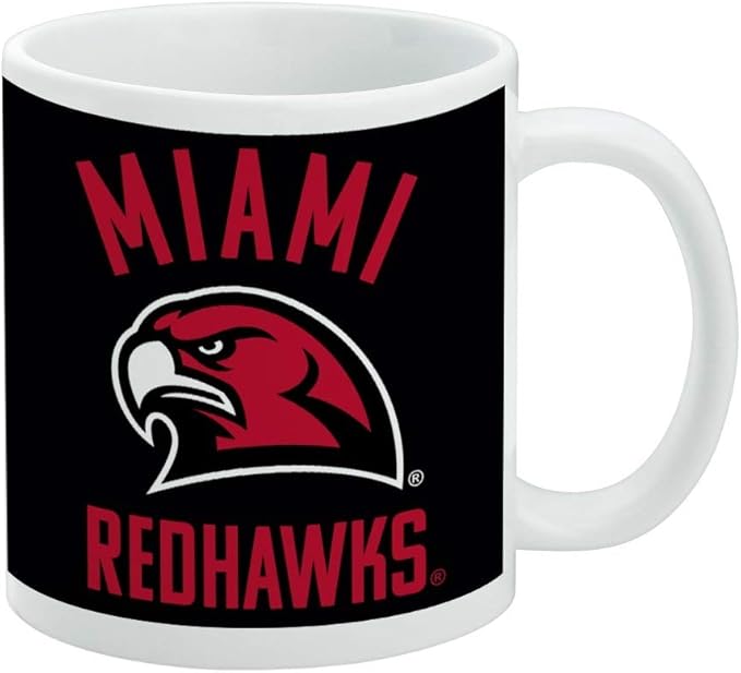 Miami University RedHawks Ceramic Coffee Mug, Novelty Gift Mugs for Coffee, Tea and Hot Drinks, 11oz, White