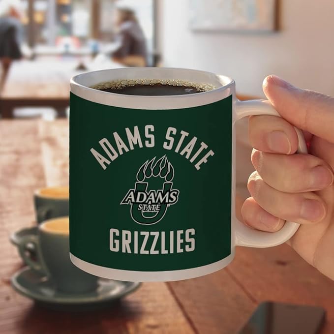 Adams State University Grizzlies Logo Ceramic Coffee Mug, Novelty Gift Mugs for Coffee, Tea and Hot Drinks, 11oz, White