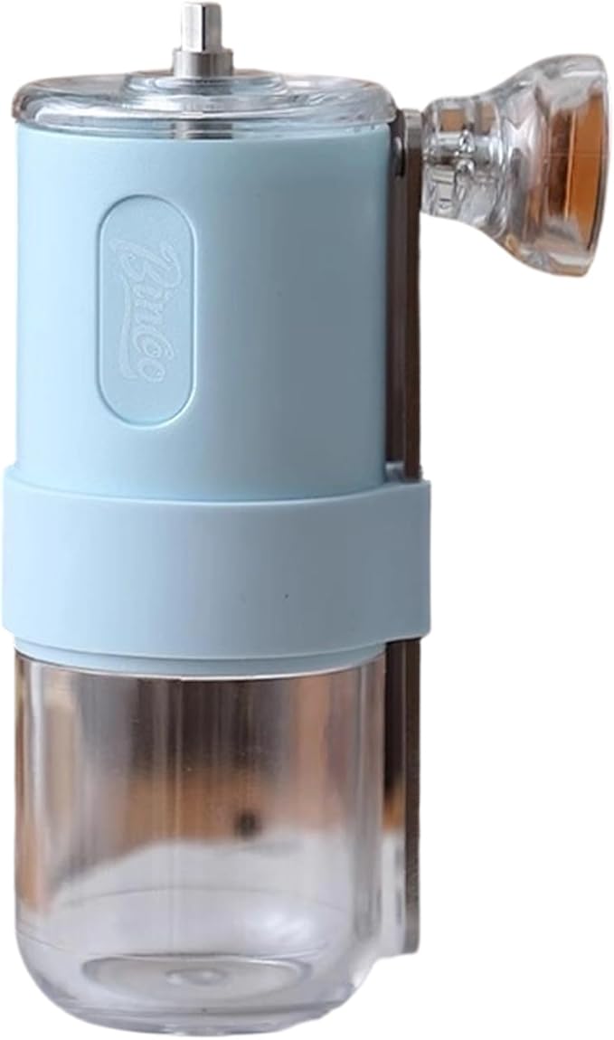 Manual Coffee Grinder, Portable Adjustable Bean Mill Small Hand-Cranked Coffee Grinding Tool for Home Travel (Sky blue)