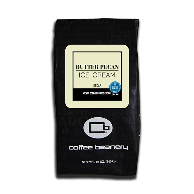 Butter Pecan Ice Cream Decaf Coffee by Coffee Beanery | 12oz Flavored Decaf Medium Roast | 100% Specialty Arabica| Whole Beans