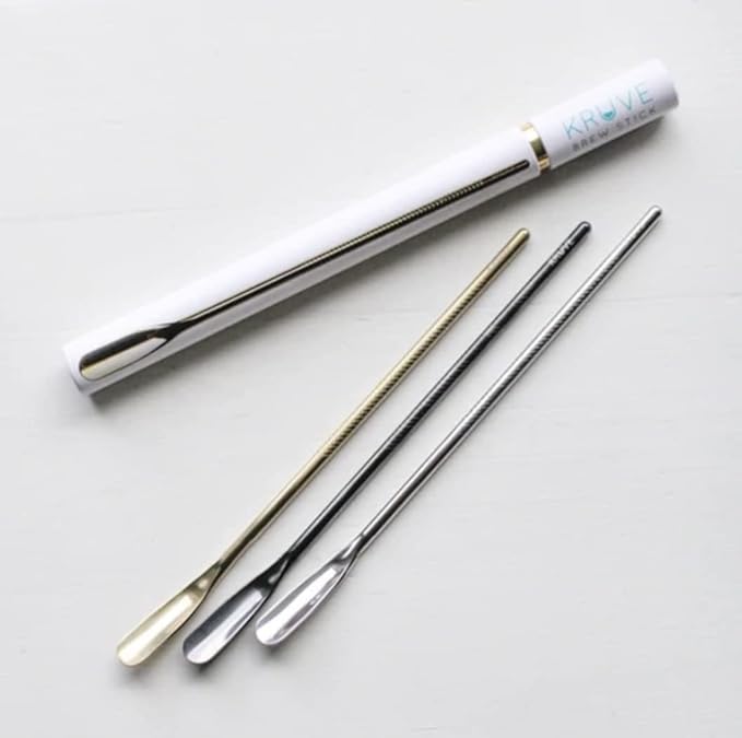 KRUVE Coffee Brew Stick - 8.6 Inch Stainless Steel (Black) for Agitating Grounds During Brewing with Coffee Stirrers, Coffee Stir Sticks, or Coffee Spoons - Perfect for Pour Over, French Press & More