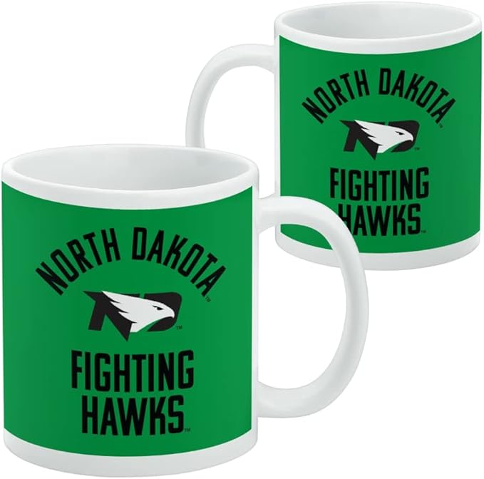 North Dakota Fighting Hawk Ceramic Coffee Mug, Novelty Gift Mugs for Coffee, Tea and Hot Drinks, 11oz, White