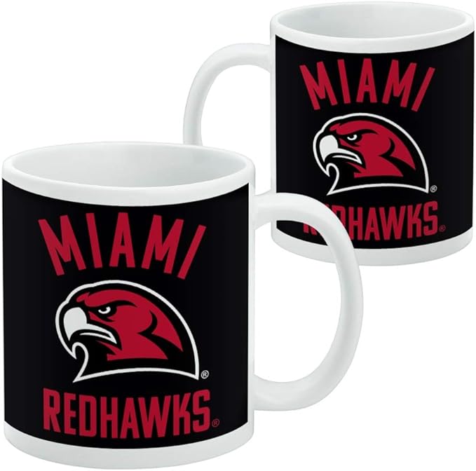 Miami University RedHawks Ceramic Coffee Mug, Novelty Gift Mugs for Coffee, Tea and Hot Drinks, 11oz, White