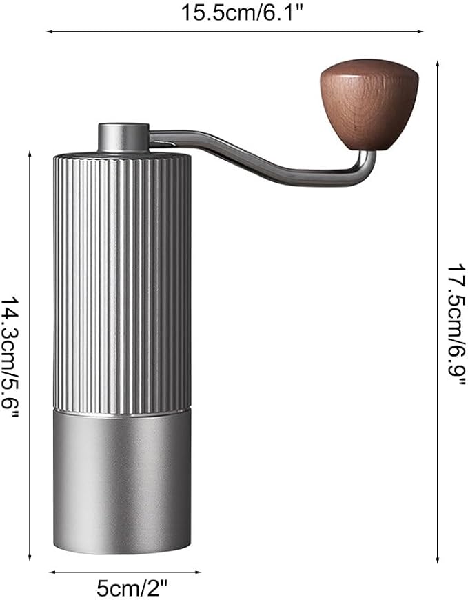 Manual Coffee Grinder, Adjustable Hand Espresso Mill with Solid Wood Handle Stainless Steel Conical Burr Machine for French Press Moka Pot
