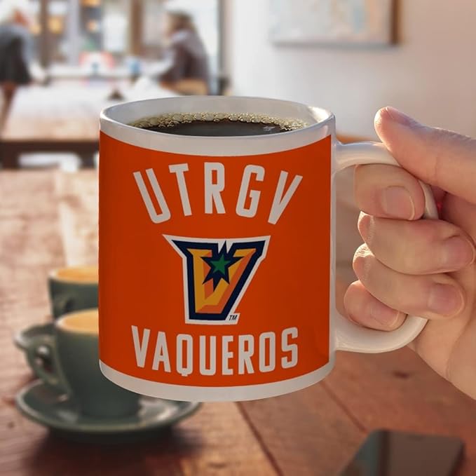 The University of Texas Rio Grande Valley Vaqueros Logo Ceramic Coffee Mug, Novelty Gift Mugs for Coffee, Tea and Hot Drinks, 11oz, White