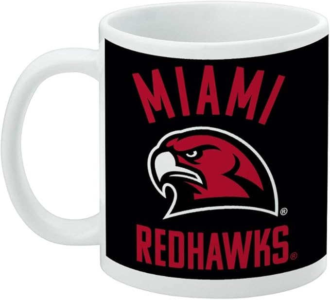 Miami University RedHawks Ceramic Coffee Mug, Novelty Gift Mugs for Coffee, Tea and Hot Drinks, 11oz, White