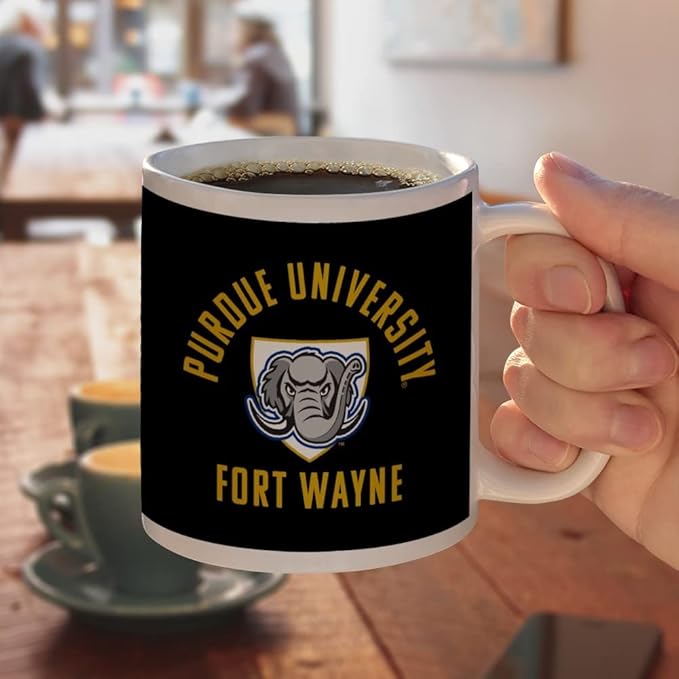 Purdue University - Fort Wayne Mastodons Logo Ceramic Coffee Mug, Novelty Gift Mugs for Coffee, Tea and Hot Drinks, 11oz, White