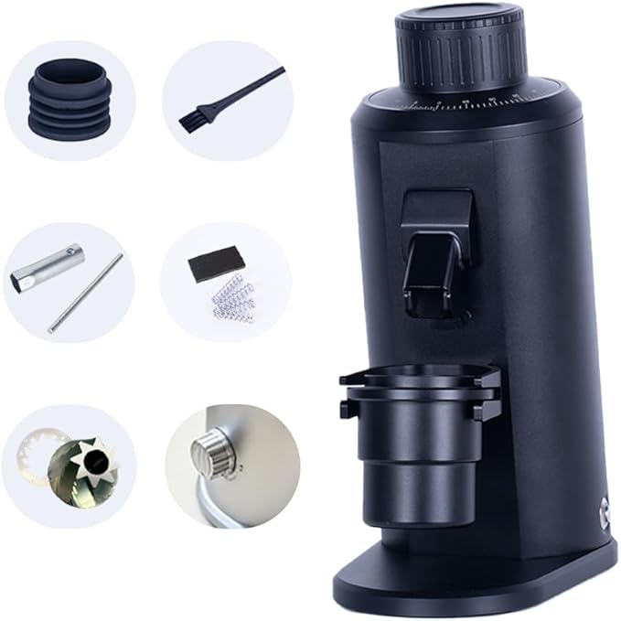 Electric Single Dose Coffee Grinder with Plasma Anti-Static, 63mm Conical Burrs, 350W Brushless Motor 100-450RPM Adjustable, Zero Retention (Black)