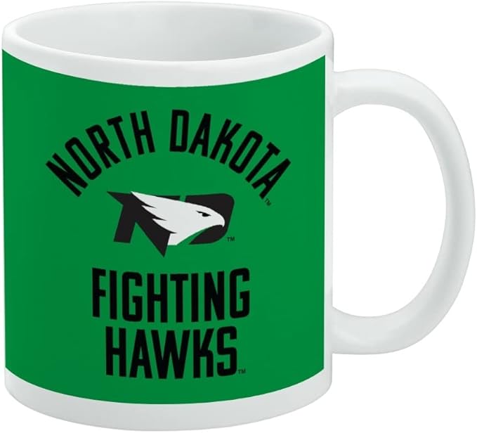 North Dakota Fighting Hawk Ceramic Coffee Mug, Novelty Gift Mugs for Coffee, Tea and Hot Drinks, 11oz, White