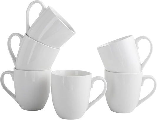 16OZ Ceramic Coffee Mugs Set, Large White Coffee Cups with Handles, Porcelain Mug Sets for Tea, Milk, Latte, Mocha, Cocoa, Cappuccino, Dishwasher Safe, Cups Gift for Holiday & Anniversary (6PCS)