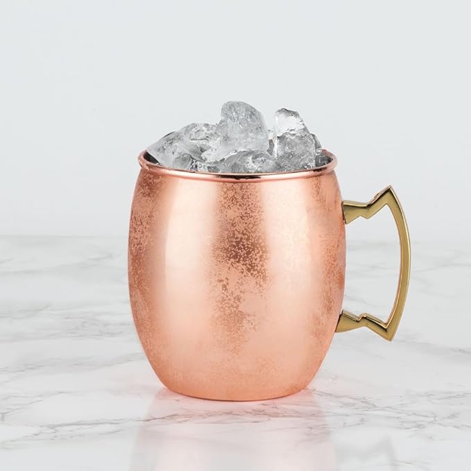 Twine Moscow Mule Mug for Mint Juleps, Tiki Cocktails, Solid Copper with Nickel Plating and Brass Handle, Copper Cups for Moscow Mules, 16 Oz, Set of 1
