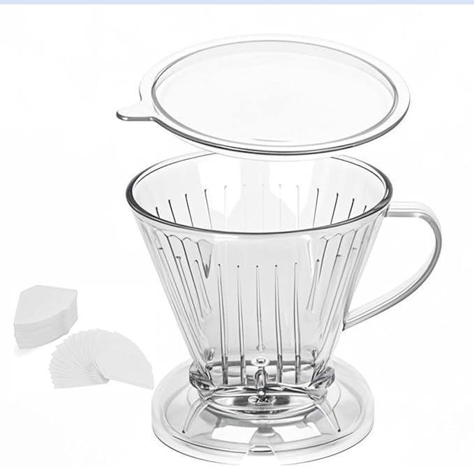 CPUNIVS Coffee Dripper with Coffee Filters Drip Coffee Maker Pour Over 100 coffee Filters Large 18 oz BPA Free