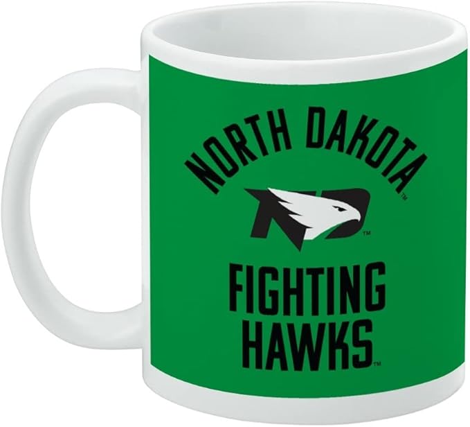 North Dakota Fighting Hawk Ceramic Coffee Mug, Novelty Gift Mugs for Coffee, Tea and Hot Drinks, 11oz, White