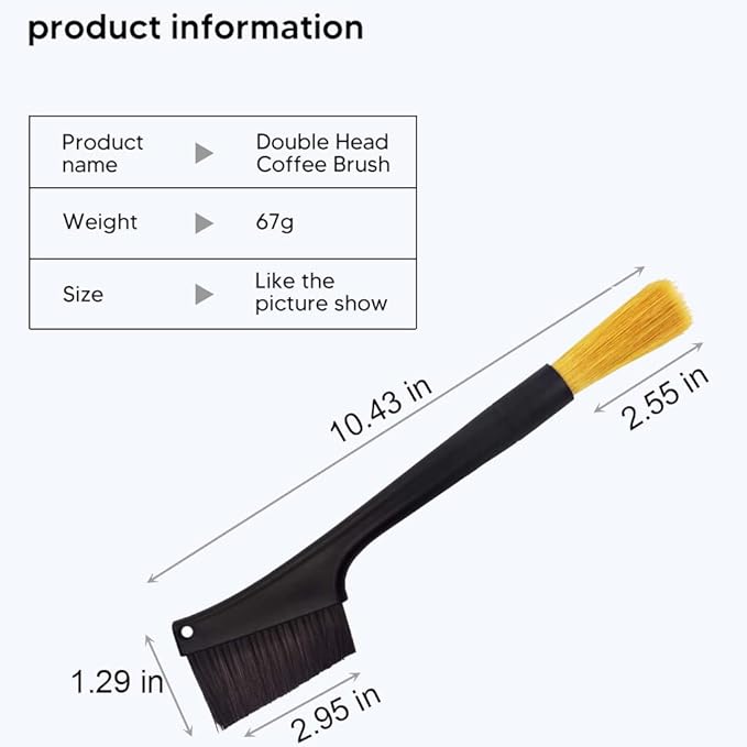 2 Pack Coffee Machine Cleaning Brush, Dual Purpose Dusting Espresso Grinder Brush, Black, Polypropylene, PET Bristles
