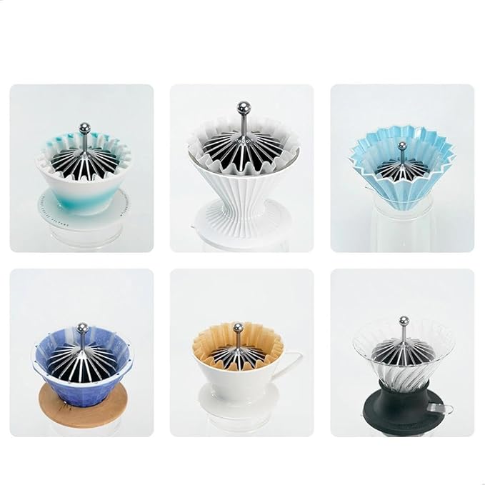 watchget Coffee Filter Presser - Aluminum Alloy Filter Shape Retainer for Basket & V60 Filter Paper, Food-Grade, Rust-Resistant, Coffee Filter Paper Assist Tool for Baristas, Silver