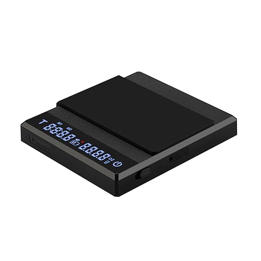 MUVNA 0.1g High Precision Digital Coffee Scale, 0.3g to 2kg Measuring Range Rechargeable Espresso Scale with Tare Function, LED Display (Black, ABS)
