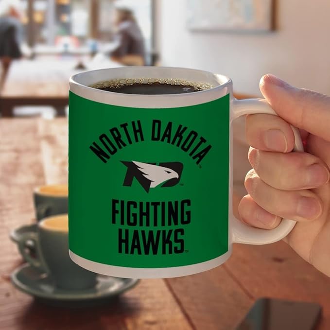 North Dakota Fighting Hawk Ceramic Coffee Mug, Novelty Gift Mugs for Coffee, Tea and Hot Drinks, 11oz, White