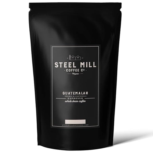 Steel Mill Coffee Co. | Guatemalan Single-Origin Gourmet Coffee | 2 LB Bag | Whole Bean | Medium Roast | Grown in Central America | 100% Arabica Beans