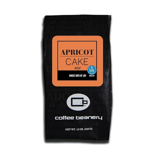Apricot Cake Decaf Coffee Beans by Coffee Beanery | Medium Roast, 12oz, Flavored Whole Beans